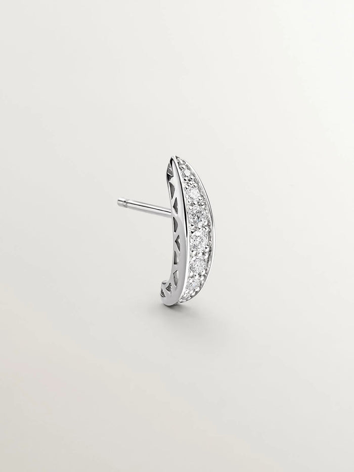 Pendiente individual de oro blanco de 18K con diamantes en talla brillante