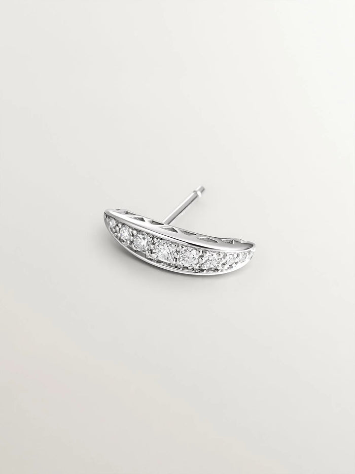 Pendiente individual de oro blanco de 18K con diamantes en talla brillante