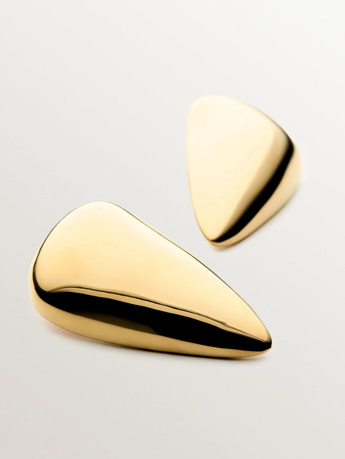 Pendientes de gota grandes de plata 925 bañada en oro amarillo de 18K con efecto pulido