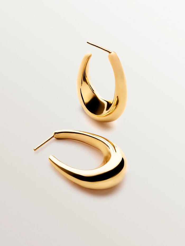 Pendientes de aro ovalados de plata 925 bañada en oro amarillo de 18K