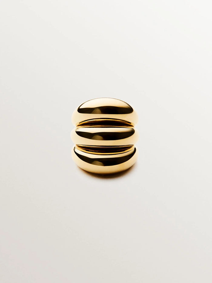 Anillo triple de plata 925 bañada en oro amarillo de 18K