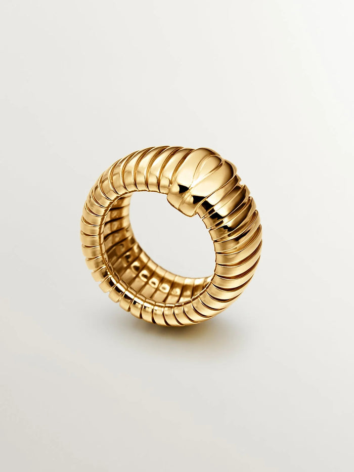 Anillo tubogas de plata 925 bañada en oro amarillo de 18K