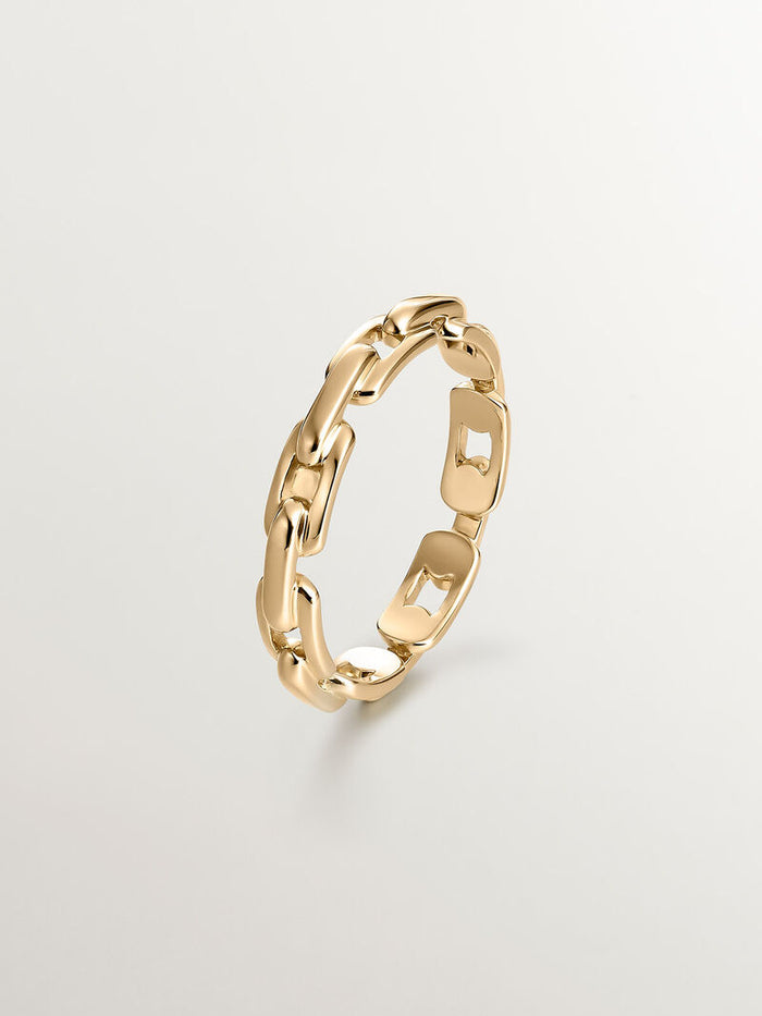 Anillo de oro amarillo de 9K con textura de cadena