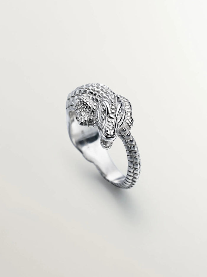Anillo de plata 925 con forma de cocodrilo