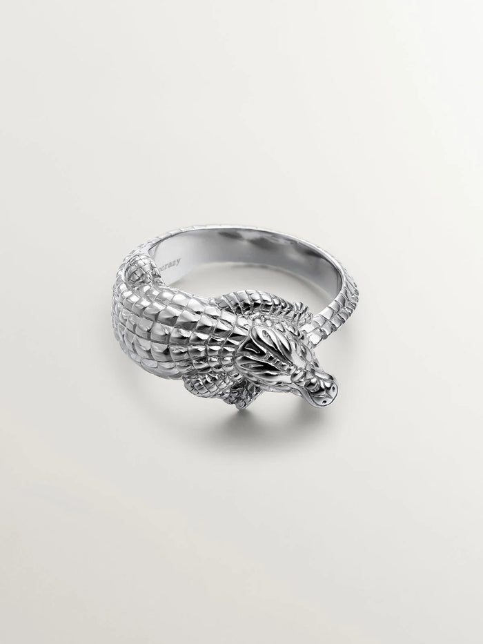 Anillo de plata 925 con forma de cocodrilo