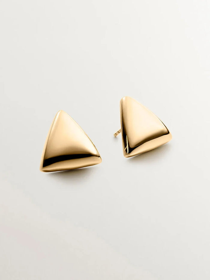 Pendientes de plata 925 bañada en oro amarillo de 18K con forma triangular