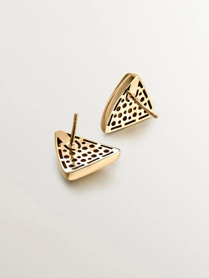 Pendientes de plata 925 bañada en oro amarillo de 18K con forma triangular