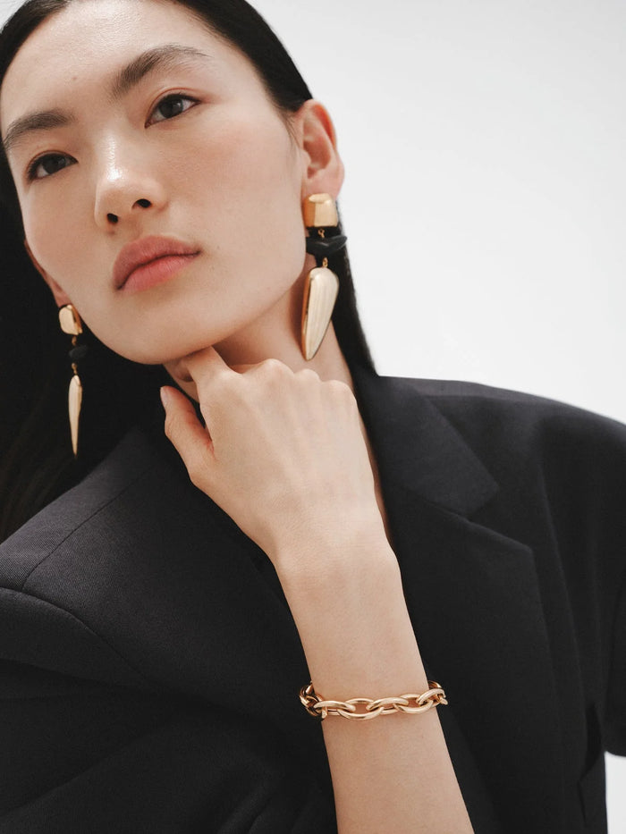 Pulsera de plata 925 bañada en oro amarillo de 18K de eslabones ovalados