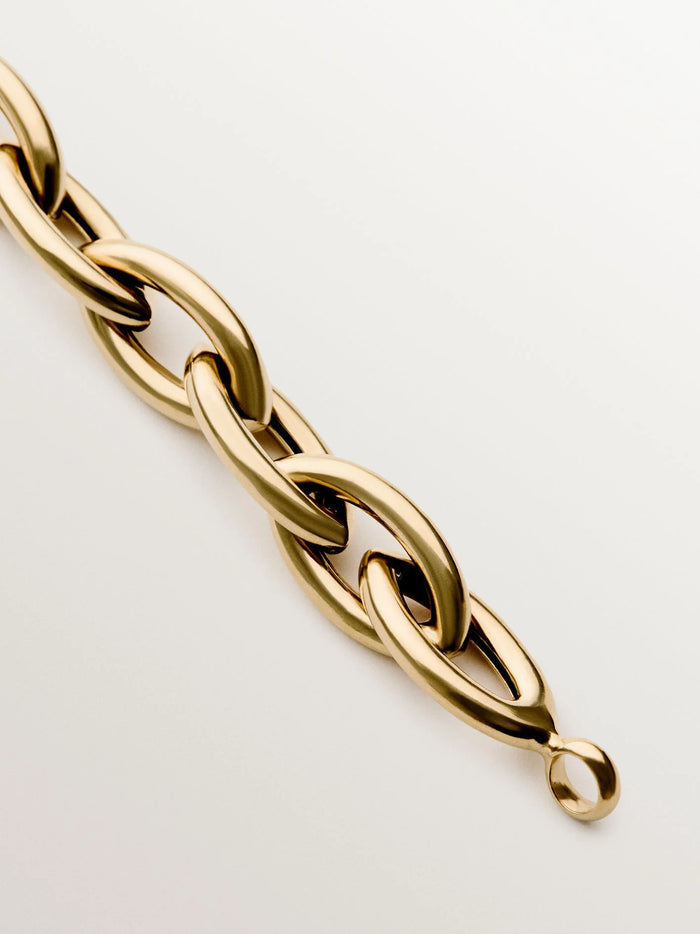 Pulsera de plata 925 bañada en oro amarillo de 18K de eslabones ovalados