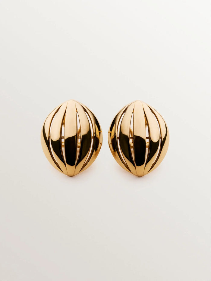 Pendientes de plata 925 bañada en oro amarillo de 18K con forma ovalada