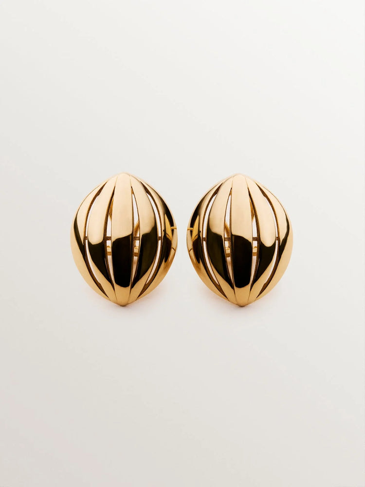 Pendientes de plata 925 bañada en oro amarillo de 18K con forma ovalada
