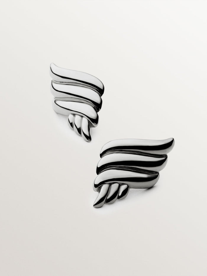 Pendientes de plata 925 rodiada con forma fluida