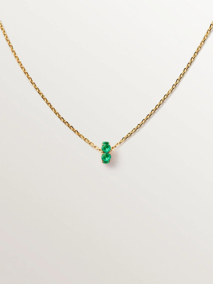 Colgante de oro amarillo de 9K con esmeraldas y diamantes