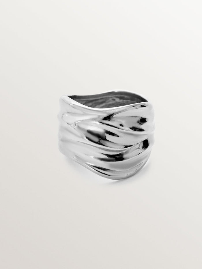 Anillo ancho de plata 925 con textura