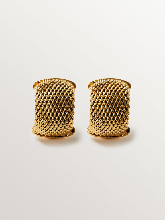 Pendientes de aro de plata 925 bañada en oro amarillo de 18K con malla