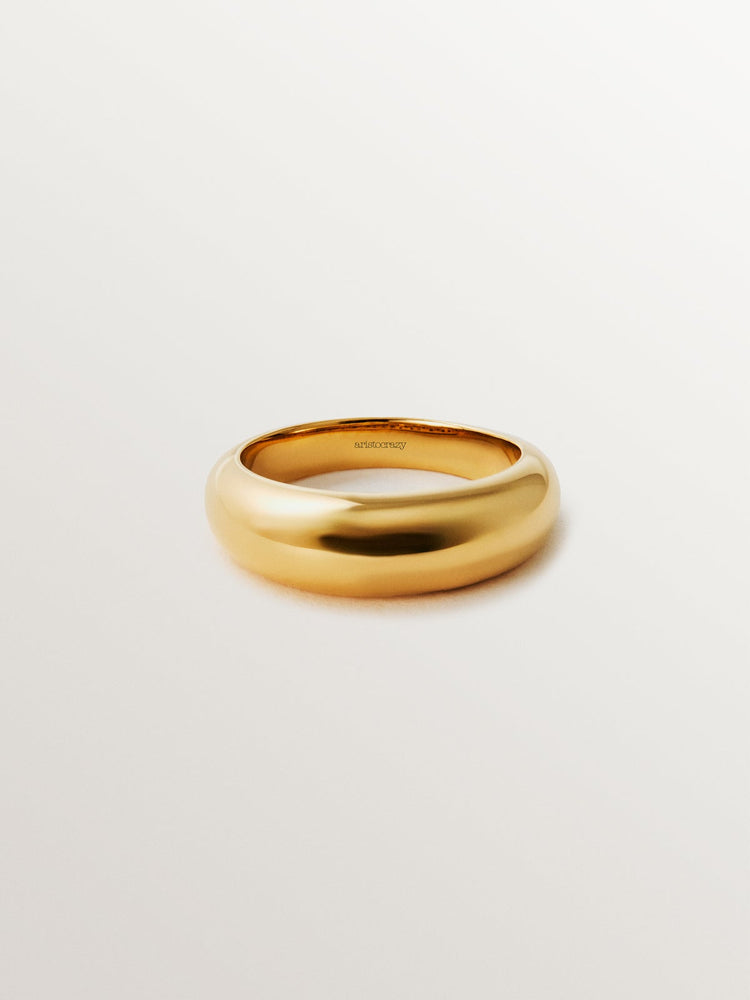 Anillo abombado de plata 925 bañada en oro amarillo de 18K