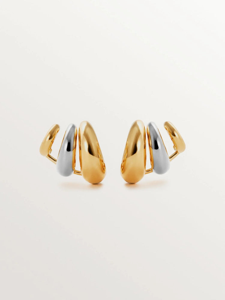Pendientes trepadores de plata 925 bañada en rodio y oro amarillo de 18K