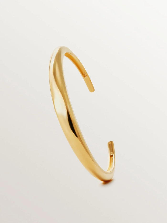 Pulsera rígida de plata 925 bañada en oro amarillo de 18K