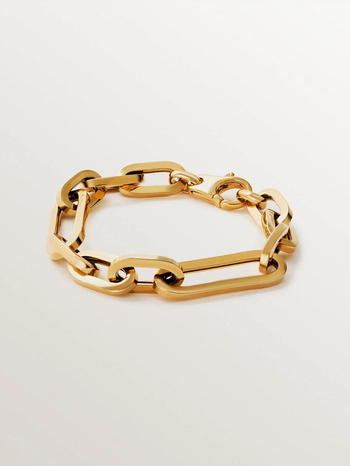 Pulsera de cadena eslabones de plata 925 bañada en oro amarillo de 18K