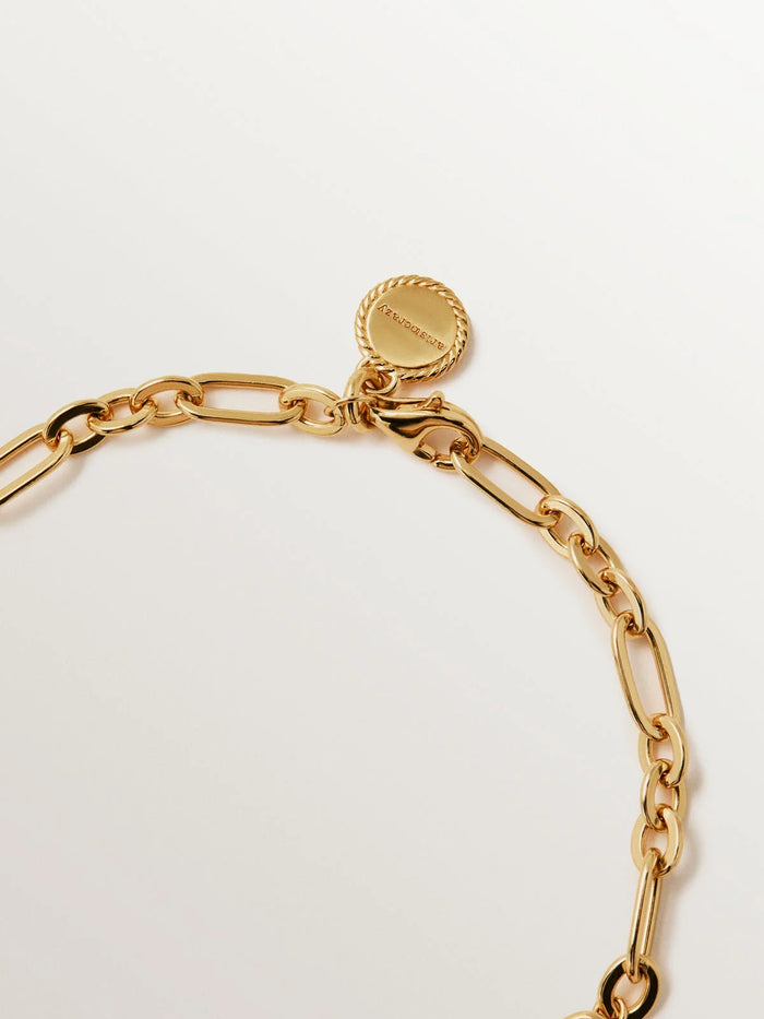 Pulsera de cadena de plata 925 bañada en oro amarillo de 18K con rodolitas rojas