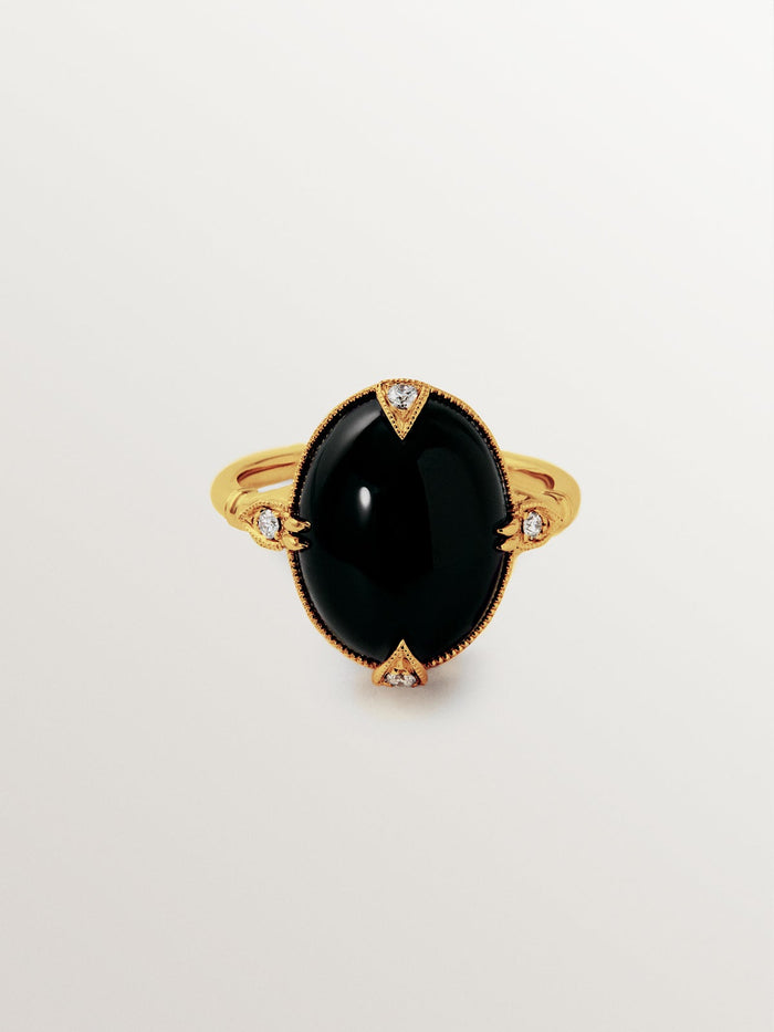 Anillo de oro amarillo de 18K con pavé de diamantes en talla brillante