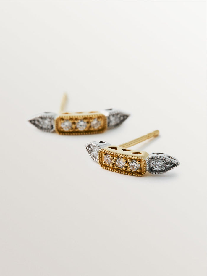 Pendientes de oro blanco y amarillo de 18K con diamantes en talla brillante