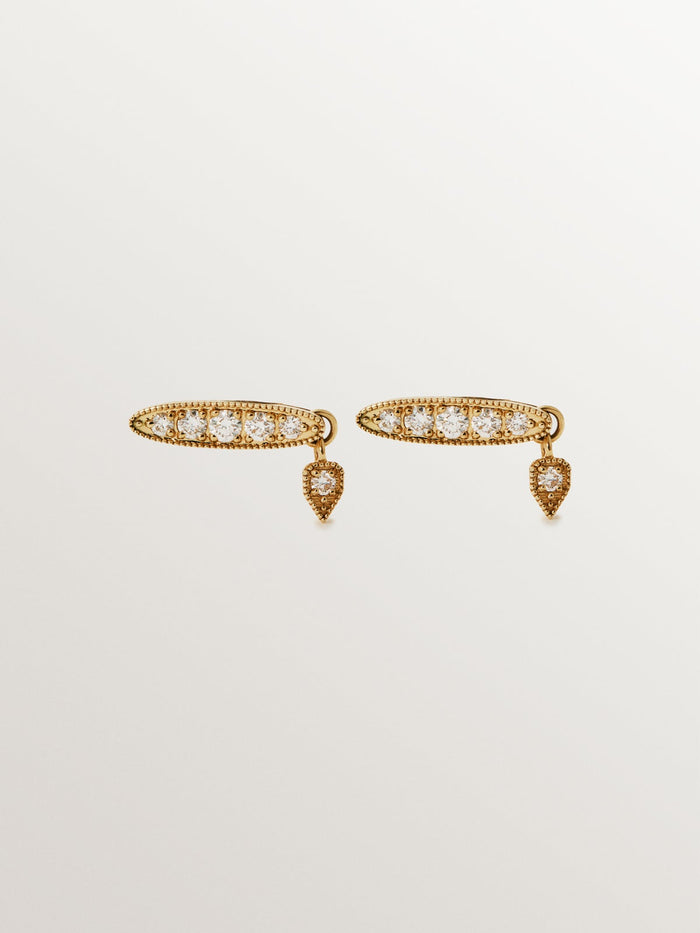 Pendientes de oro amarillo de 18K con diamantes en talla brillante
