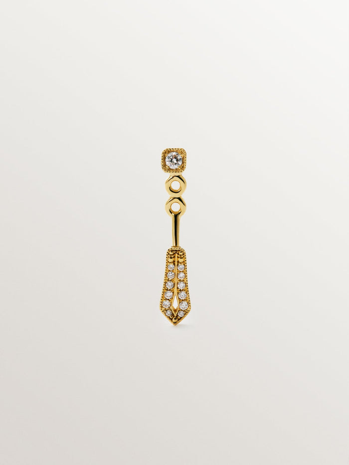 Pendiente individual de oro amarillo de 18K con diamantes en talla brillante