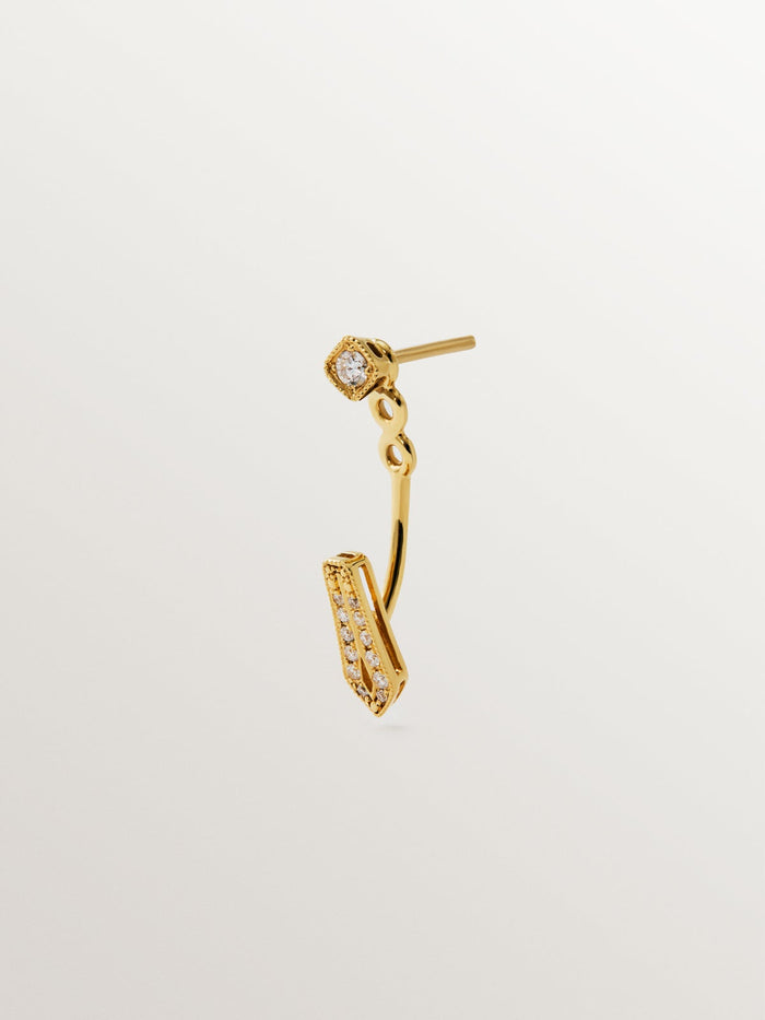 Pendiente individual de oro amarillo de 18K con diamantes en talla brillante