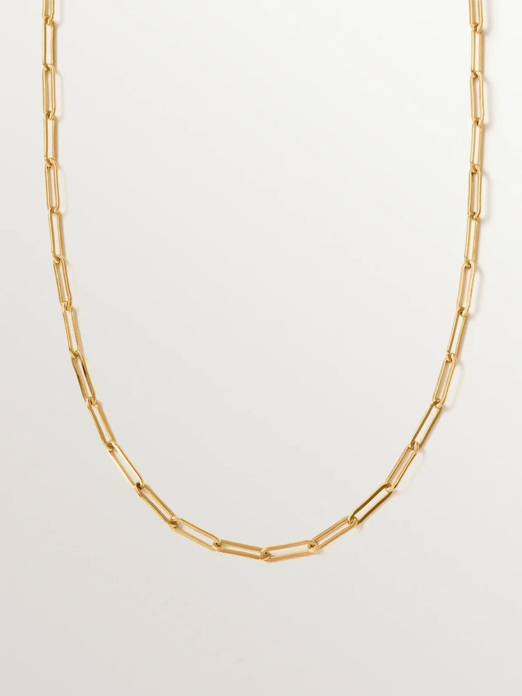 Cadena eslabón rectangular 65 cm de plata 925 bañada en oro de 18K
