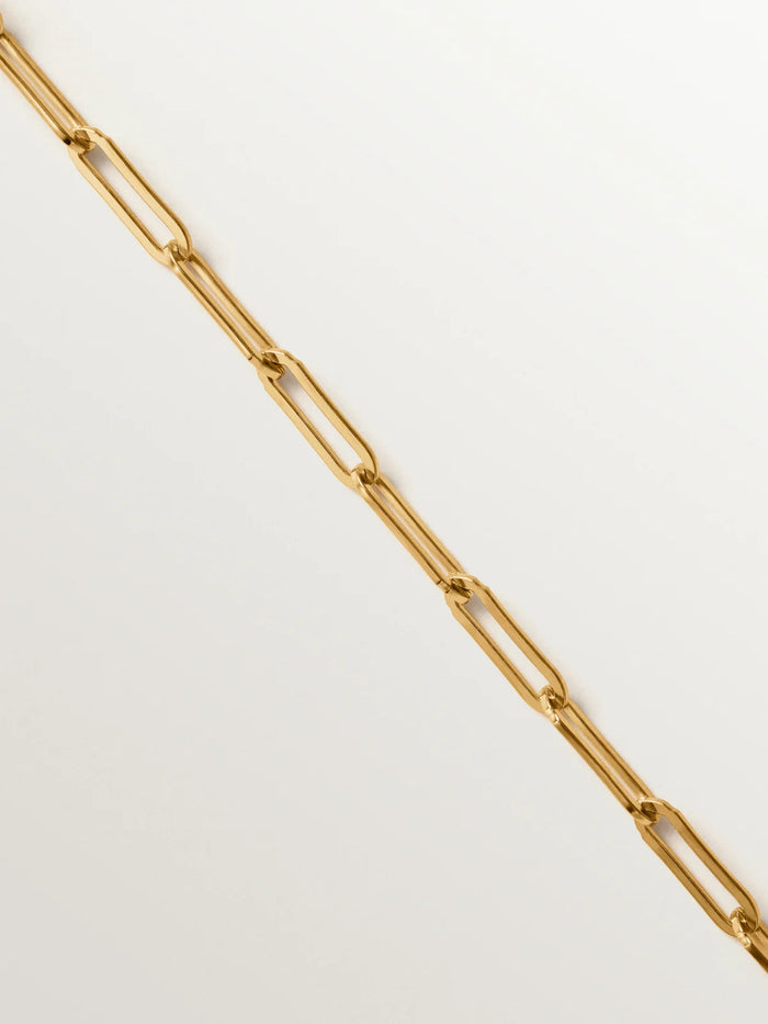 Cadena eslabón rectangular 65 cm de plata 925 bañada en oro de 18K