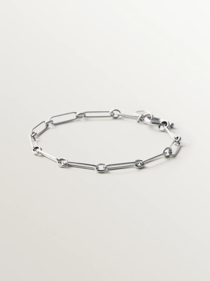 Pulsera de eslabón combinado 17 cm en plata 925 rodiada