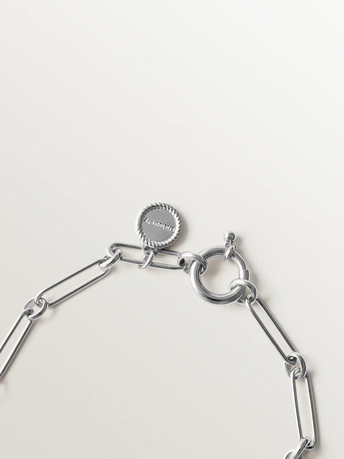 Pulsera de eslabón combinado 17 cm en plata 925 rodiada