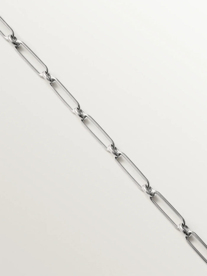 Pulsera de eslabón combinado 17 cm en plata 925 rodiada