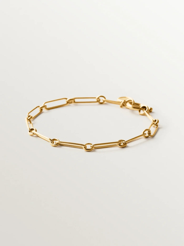 Pulsera de eslabón combinado 17 cm en plata 925 bañada en oro de 18K