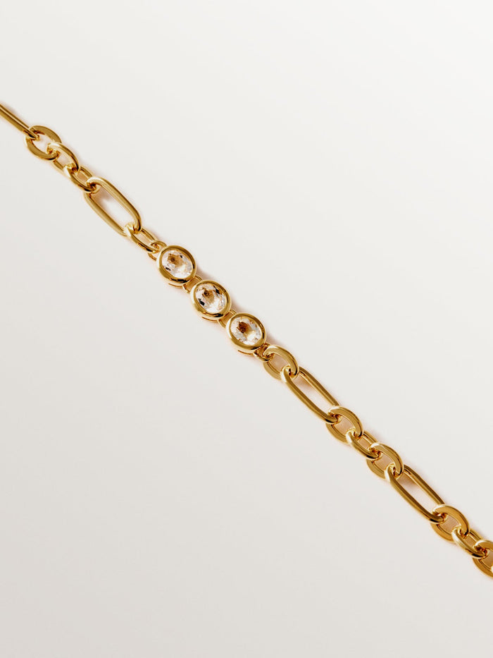 Collar de plata 925 bañada en oro amarillo de 18K con topacios blancos
