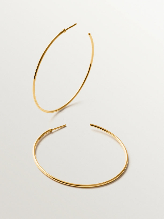 Pendientes de aro grandes de plata 925 bañada en oro de 18K