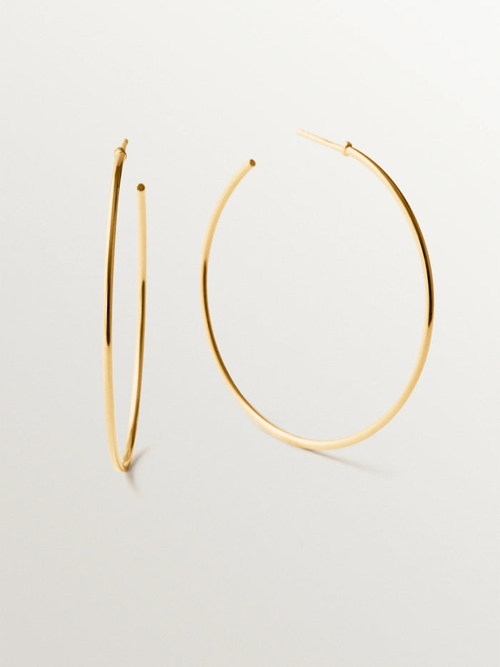 Pendientes de aro grandes de plata 925 bañada en oro de 18K
