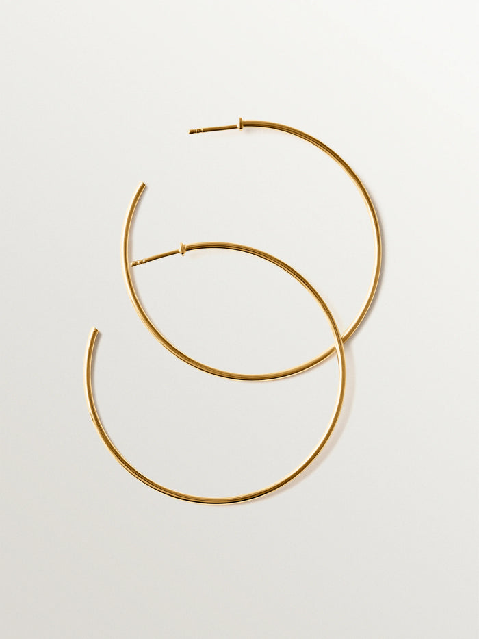 Pendientes de aro grandes de plata 925 bañada en oro de 18K