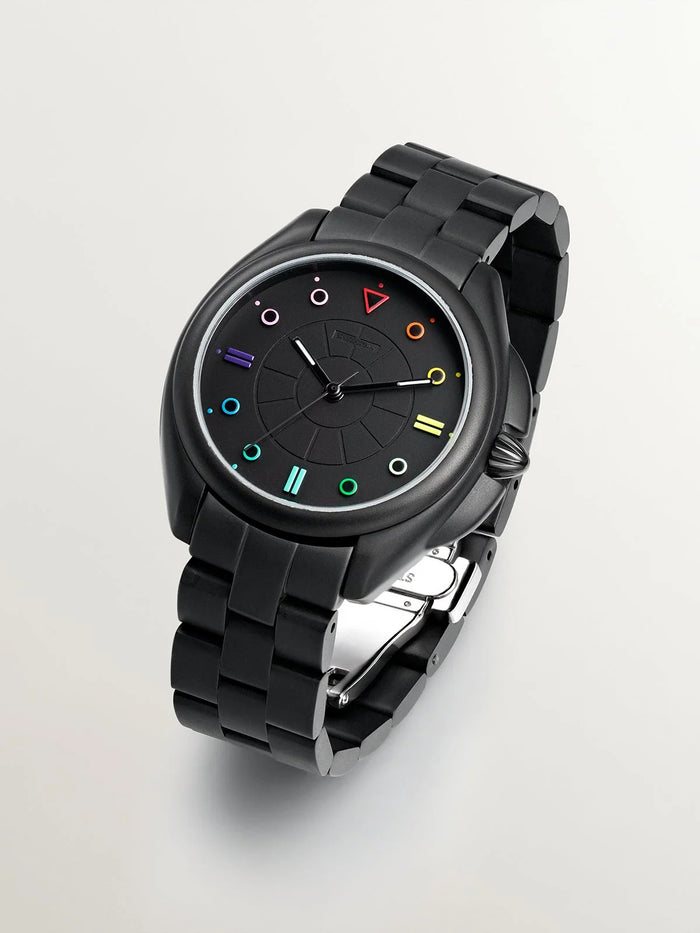 Reloj de acero 316L negro con motivos