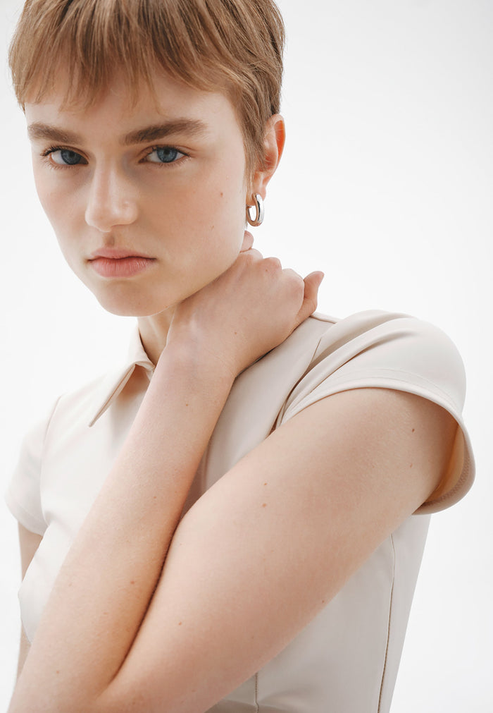 Pendientes de aro pequeños ovalados de plata 925